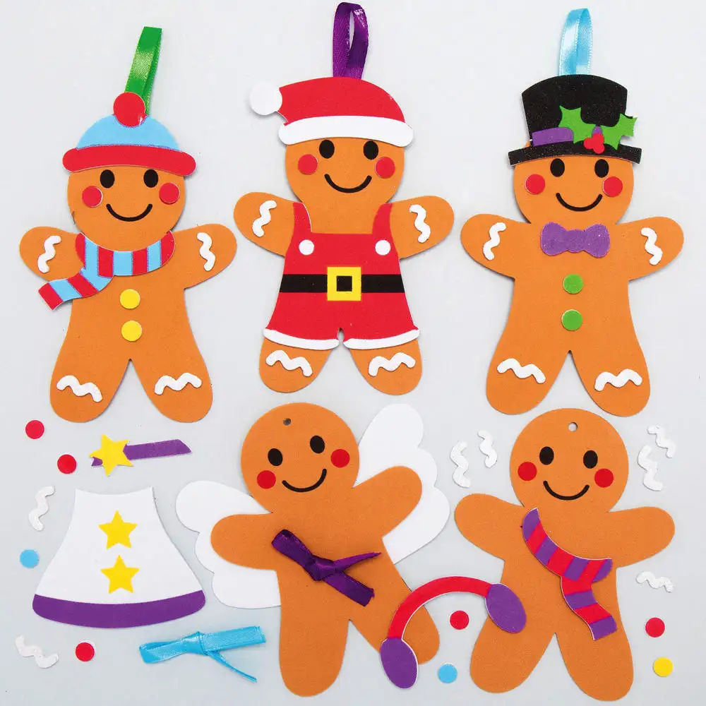 Gingerbread Man Foam Mix & Match Decoration Kits (Pack of 8) Christmas Crafts