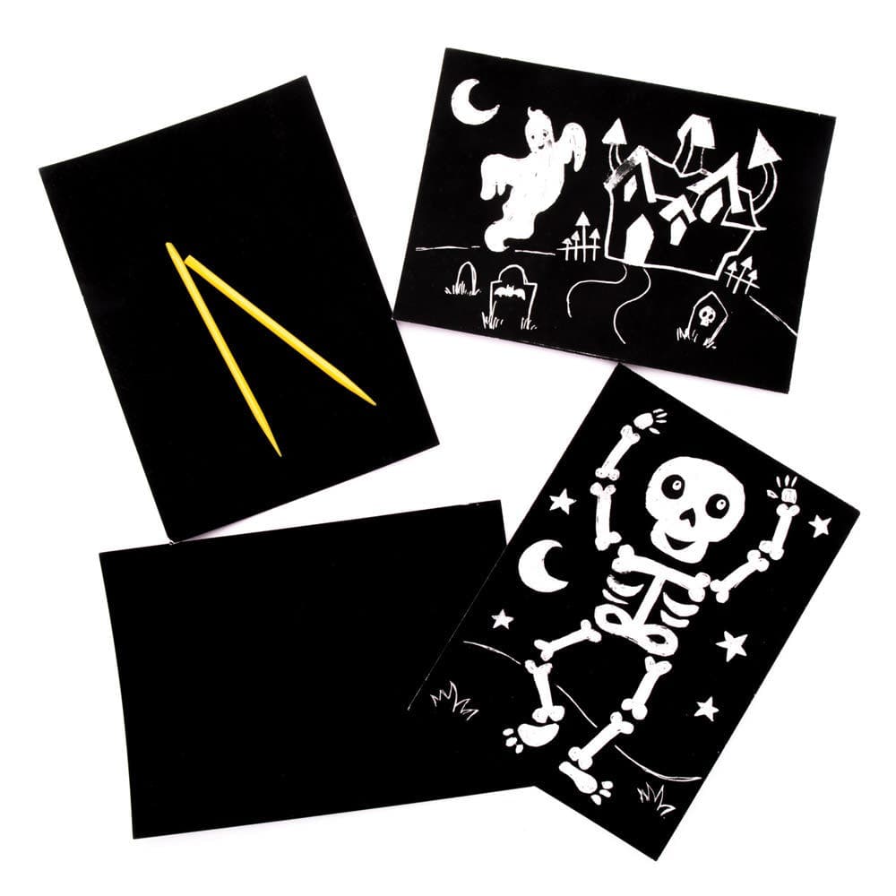 Glow in the Dark Scratch Art Doodle Sheets (Pack of 8) Decorate & Personalise, Tools Included