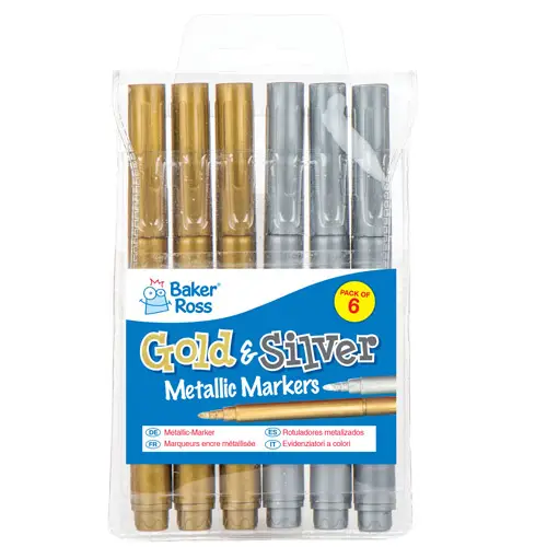 Gold & Silver Metallic Multi-Purpose Deco Pens (Pack of 6) Art Supplies, Art Materials