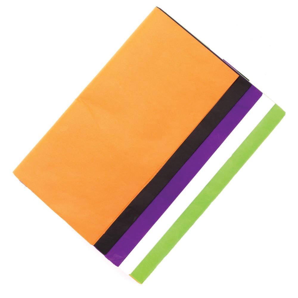 Halloween Tissue Paper Value Pack (Pack of 25) Halloween Craft Supplies, 5 Colours, Sheet Size 50cm x 65cm