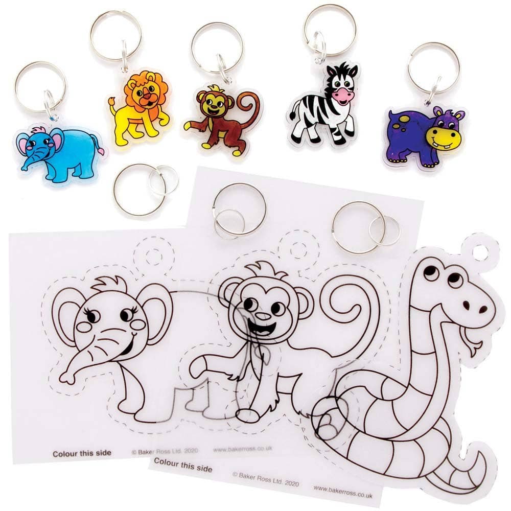 Jungle Animal Super Shrink Keyrings (Pack of 8) Pocket Money Toys
