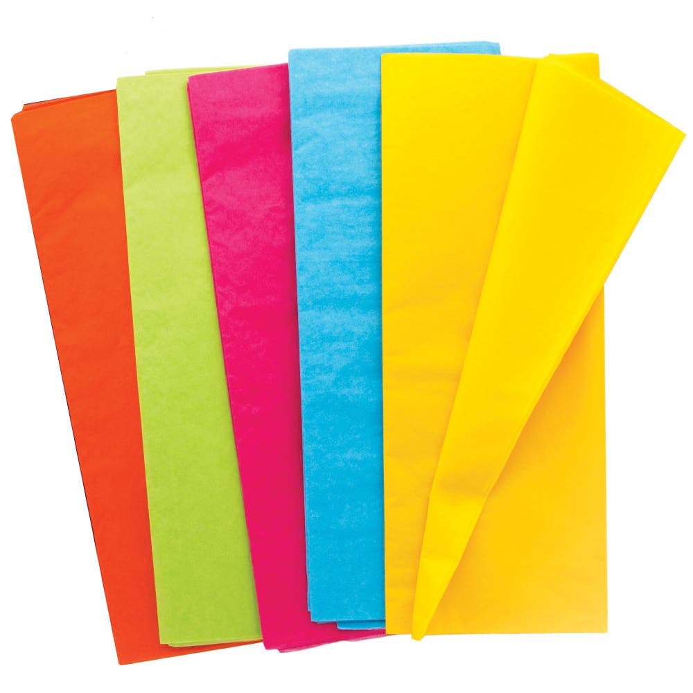 Neon Tissue Paper Value Pack (Pack of 24) Paper & Card 5 neon colours - Yellow, Pink, Orange, Blue & Green