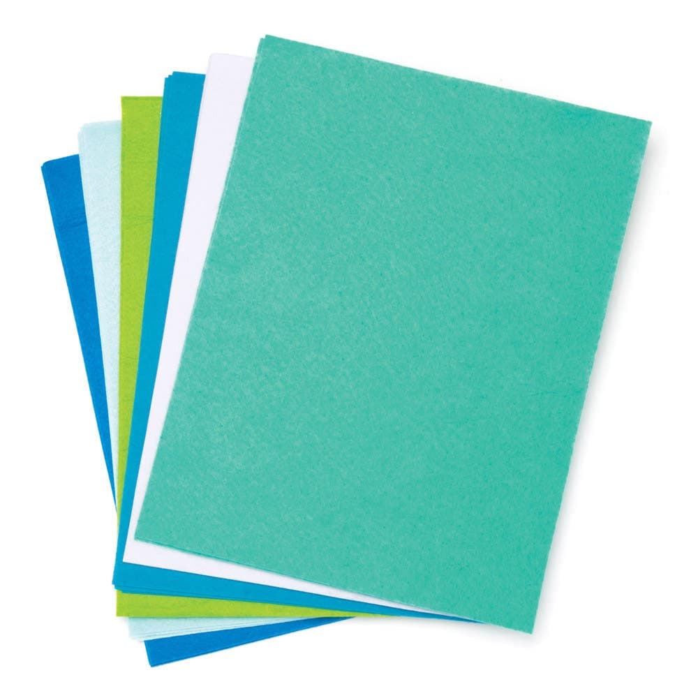 Ocean Colours Felt Sheets Value Pack (Pack of 15) Craft Supplies 6 assorted ocean colours