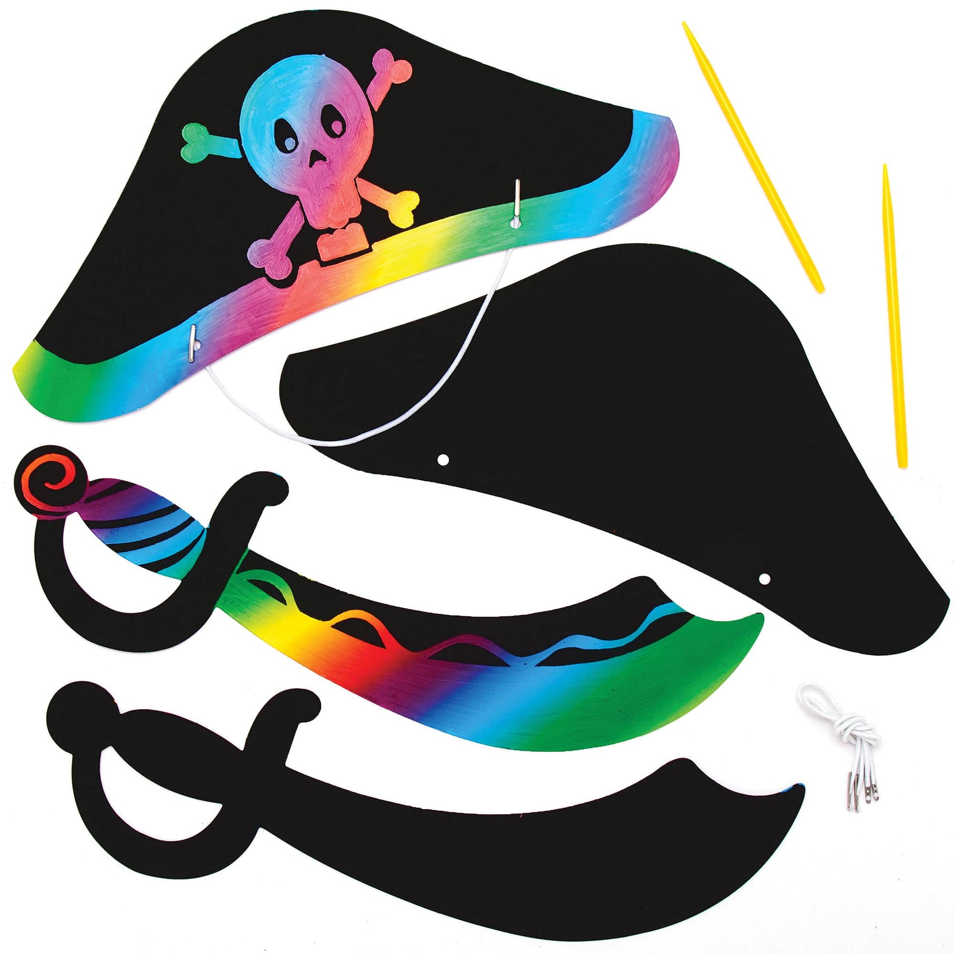 Pirate Scratch Art Swords & Hats (Pack of 4 sets) Art Craft Kits