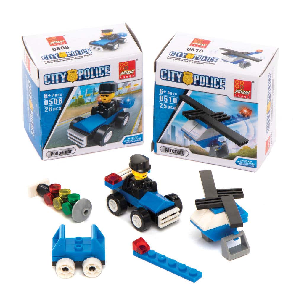 Police Vehicles Building Brick Kits (Pack of 4) Creative Play Toys