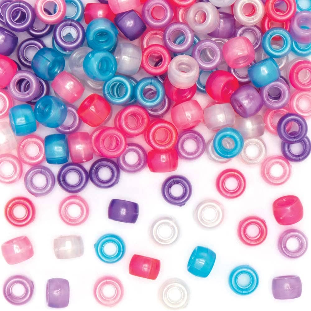 Princess Pearlised Beads Value Pack (Pack of 500) Craft Embellishments 6 assorted colours - Purple, Pink, Light Pink, Light Blue, Lilac & White