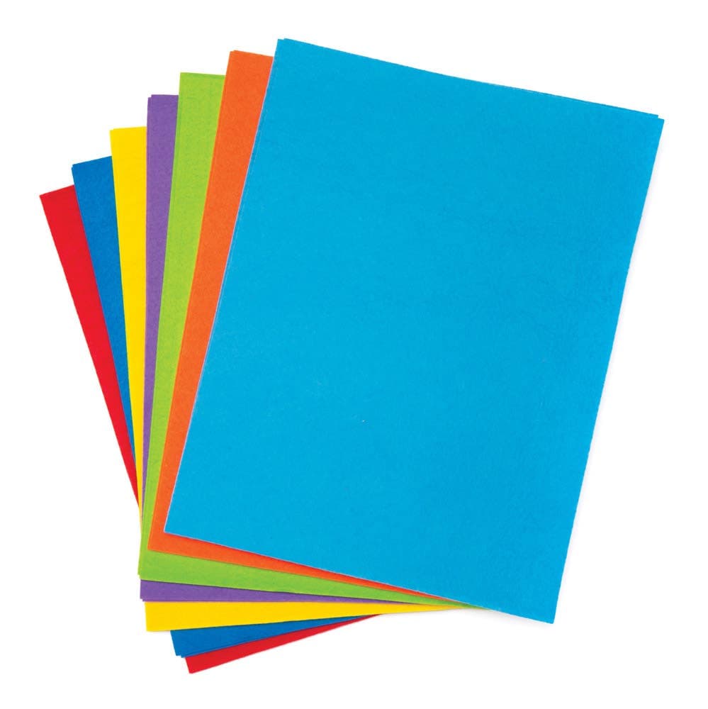 Rainbow Colours Felt Sheets Value Pack (Pack of 15) Craft Supplies 7 assorted colours - Dark Blue, Light Blue, Green, Yellow, Orange, Red & Purple
