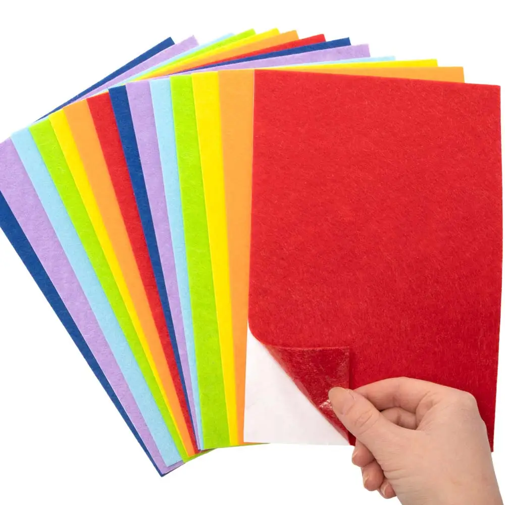 Rainbow Colours Self-Adhesive Felt Sheets (Pack of 20) Craft Supplies 7 assorted colours - Red, Orange, Yellow, Green, Blue, Violet & Indigo