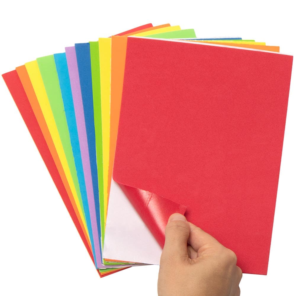Rainbow Colours Self-Adhesive Foam Sheets (Pack of 24) Craft Supplies 7 assorted colours - Red, Orange, Yellow, Green, Blue, Violet & Indigo