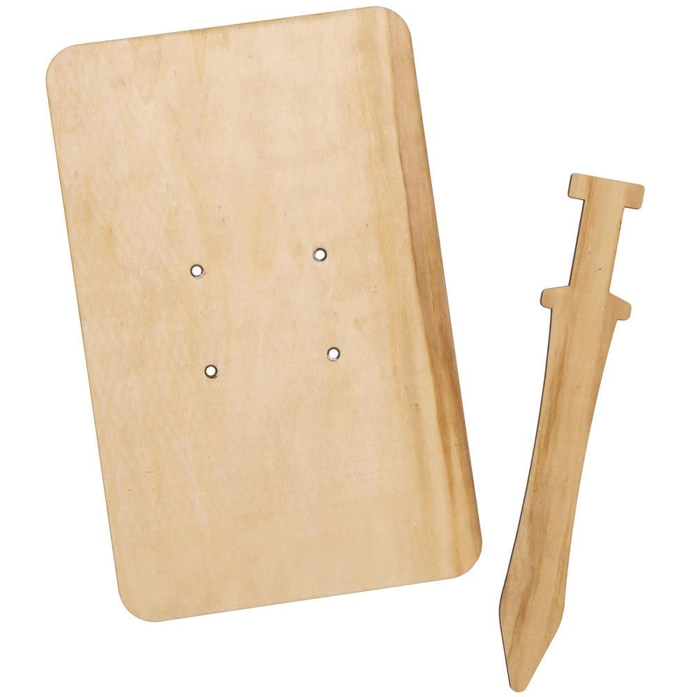 Roman Centurion Wooden Swords & Shields (2 Sets) Sheild Size 31cm x 20cm, Sword Size 29cm, Plywood, Decorate Yourself