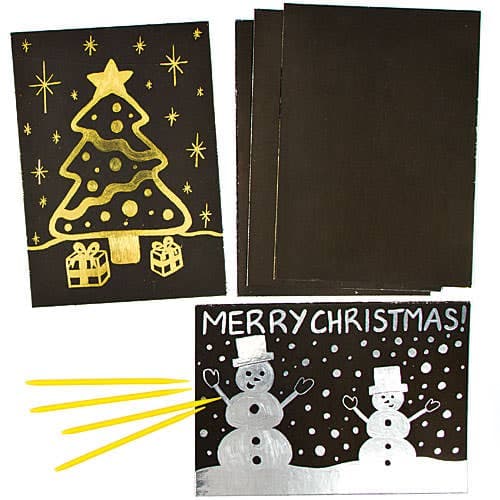 Scratch Art Gold & Silver Doodle Sheets (Pack of 8) Christmas Craft Supplies