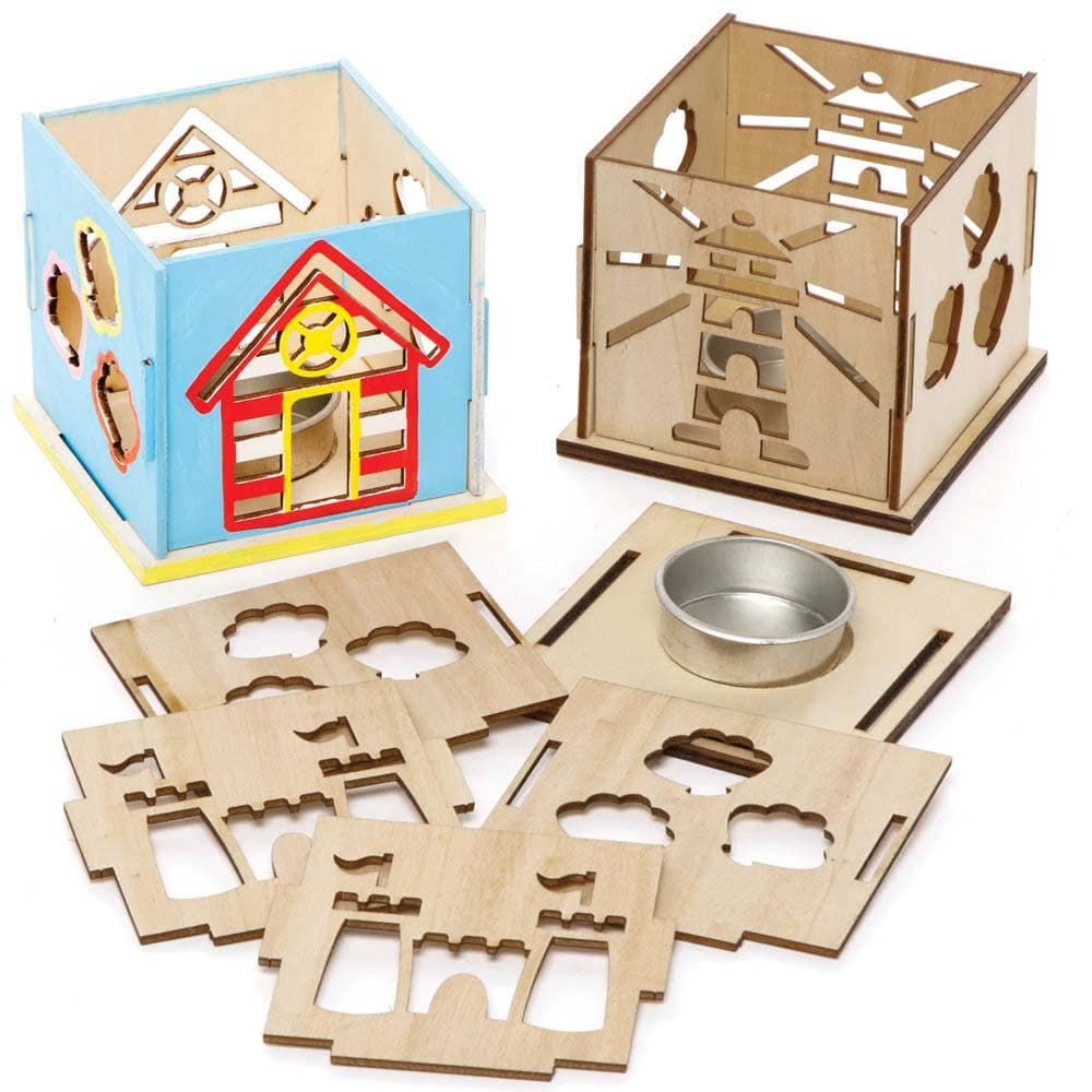 Seaside Wooden Tealight Holder Kits (Pack of 4) Craft Kits For Kids