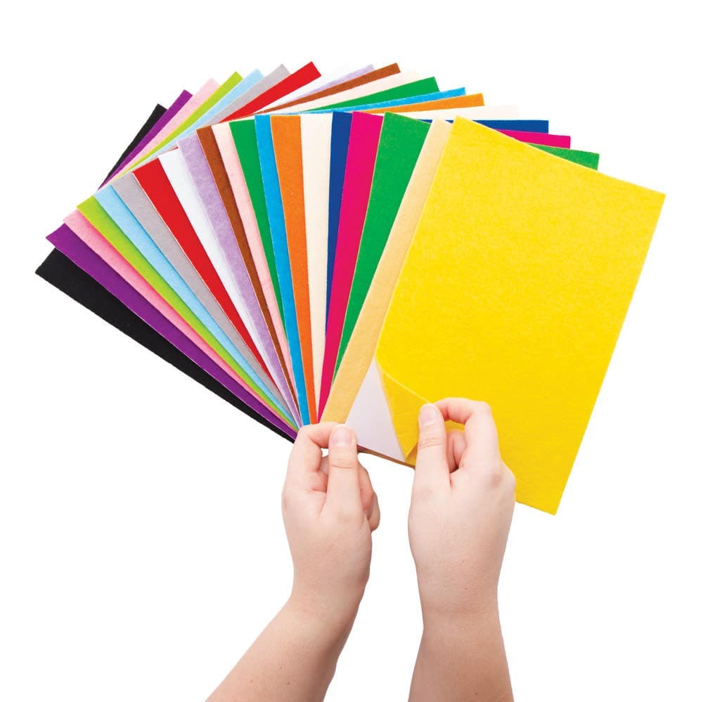 Self-Adhesive Felt Sheets Classpack (Pack of 50) Craft Supplies 20 assorted colours