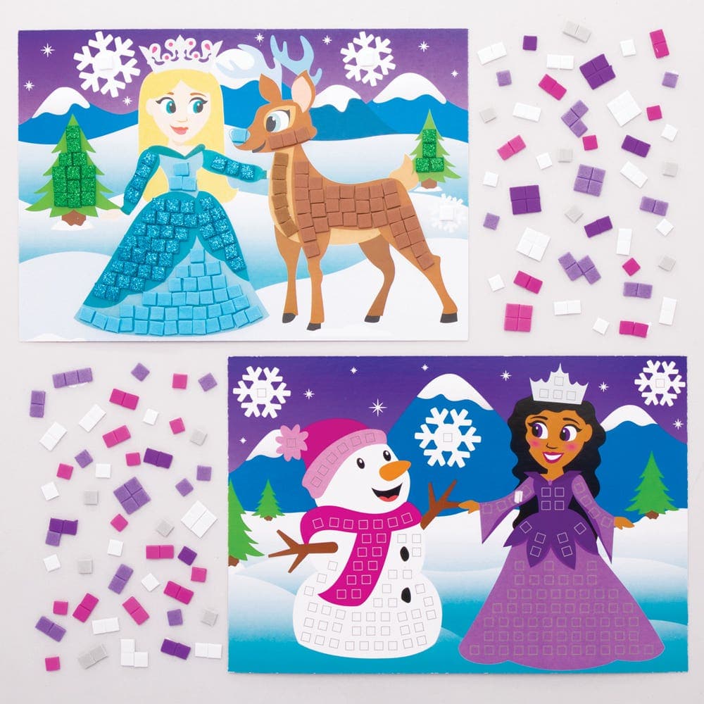 Snow Princess Mosaic Picture Kits (Pack of 4) Christmas Crafts