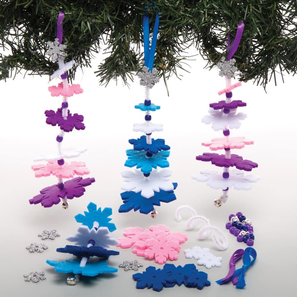Snowflake Christmas Tree Stacking Kits (Pack of 6) Christmas Crafts 5 assorted colours - Light Blue, Dark Blue, Pink, Purple & White