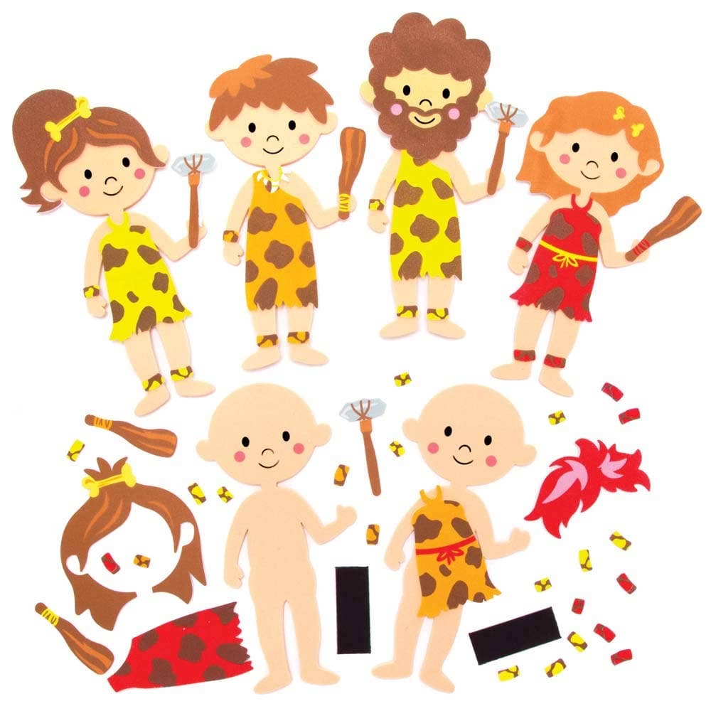 Stone Age Mix & Match Magnet Kits (Pack of 8) Art Craft Kits 4 outfit colours - Yellow, Green, Orange & Red