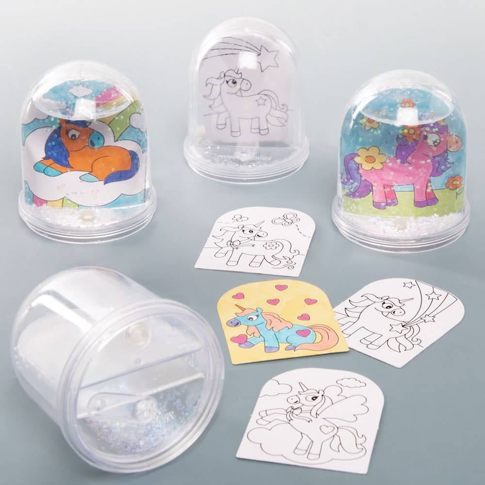 Unicorn Colour-in Snow Globe Kits (Box of 4) Decoration Craft Kits
