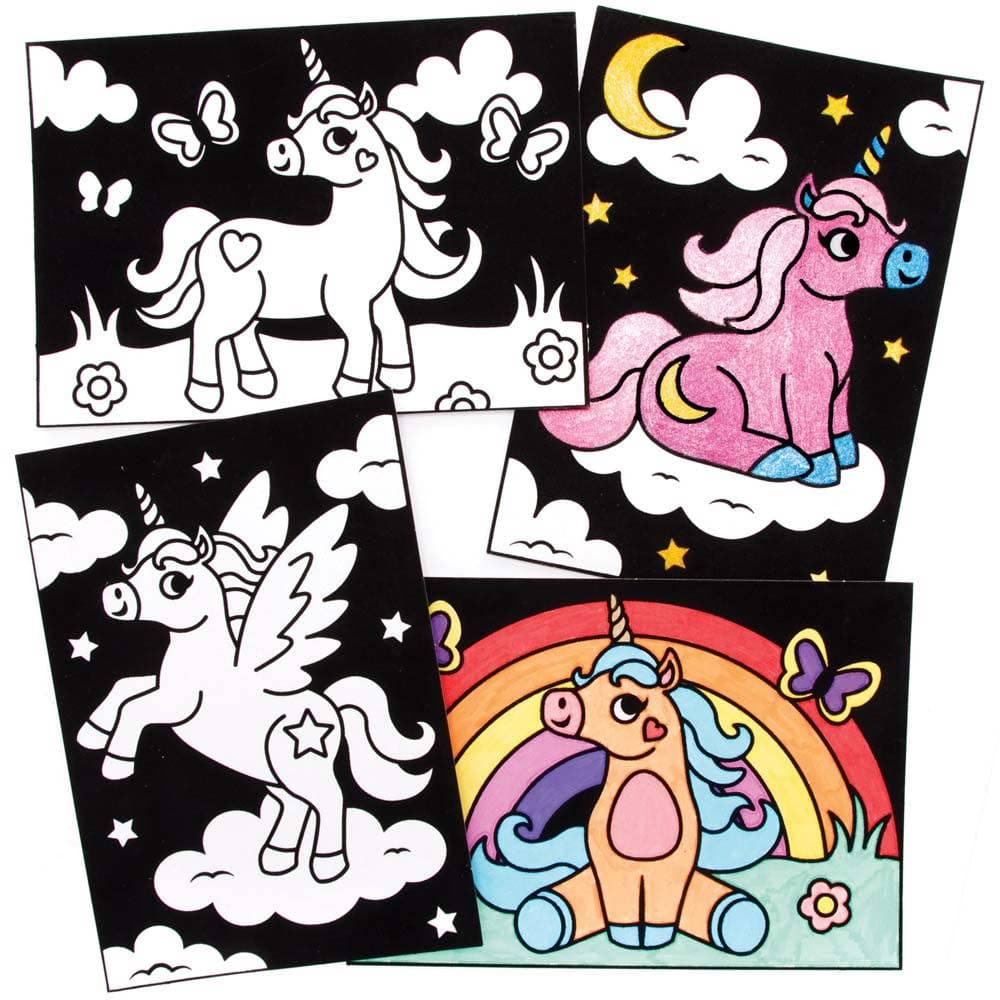 Unicorn Fuzzy Art Colour-in Pictures (Pack of 10) Decoration Craft Kits