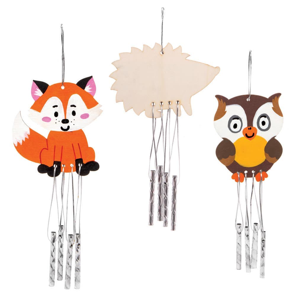Woodland Animal Wooden Windchimes (Pack of 4) Nature Craft Kits